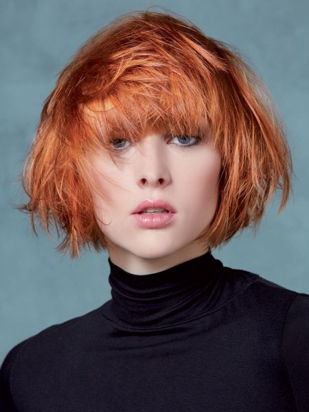 Modern layered bob hairstyle with movement